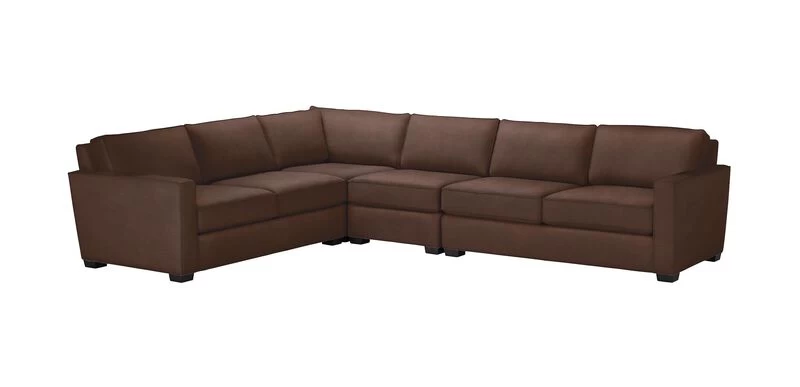 Spencer Leather Track-Arm 4-Piece Sectional, Quick Ship