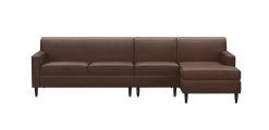 Marcus Leather 3-Piece Sectional With Chaise, Quick Ship