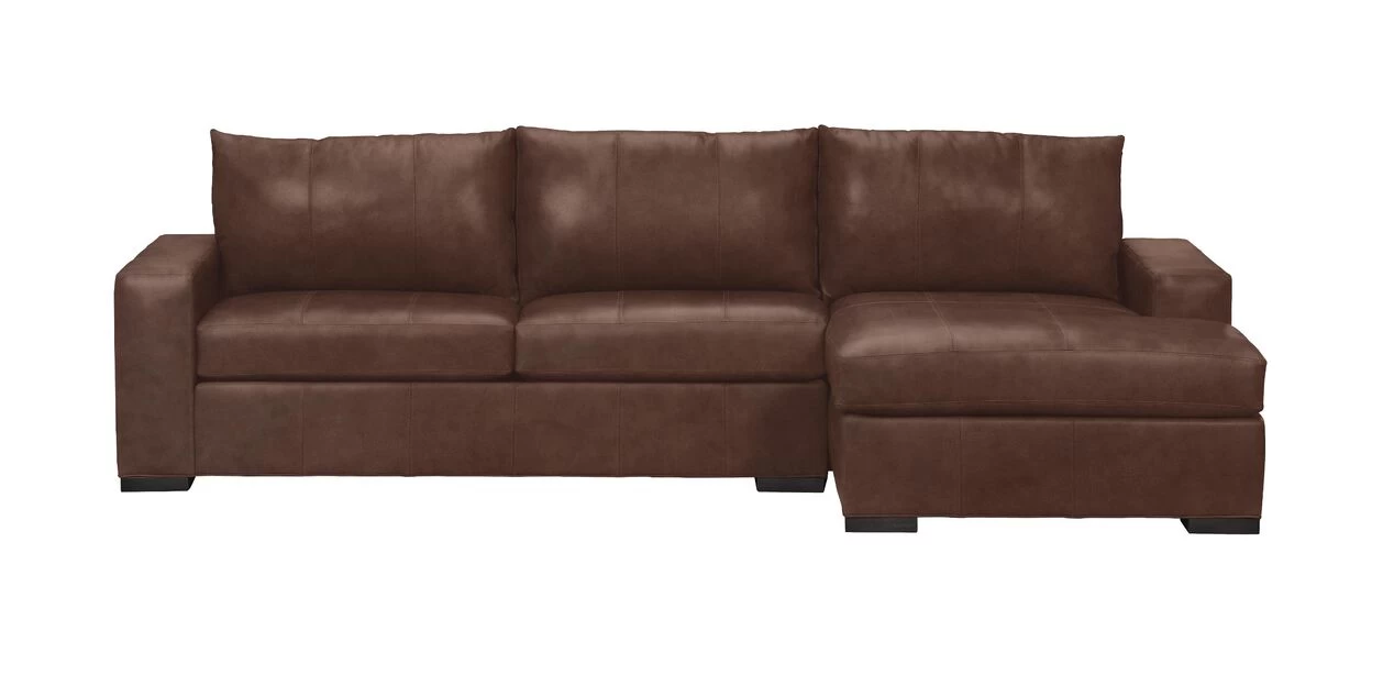 Conway Leather 2-Piece Sectional With Chaise, Quick Ship