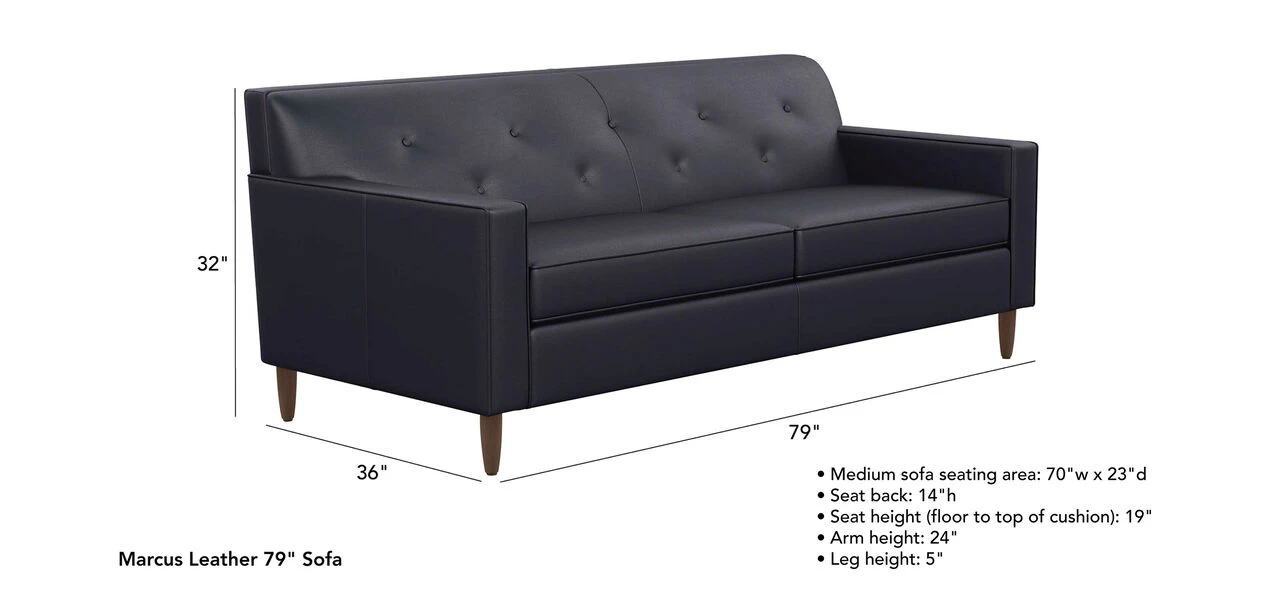Marcus Leather Sofa, Quick Ship - Image 2