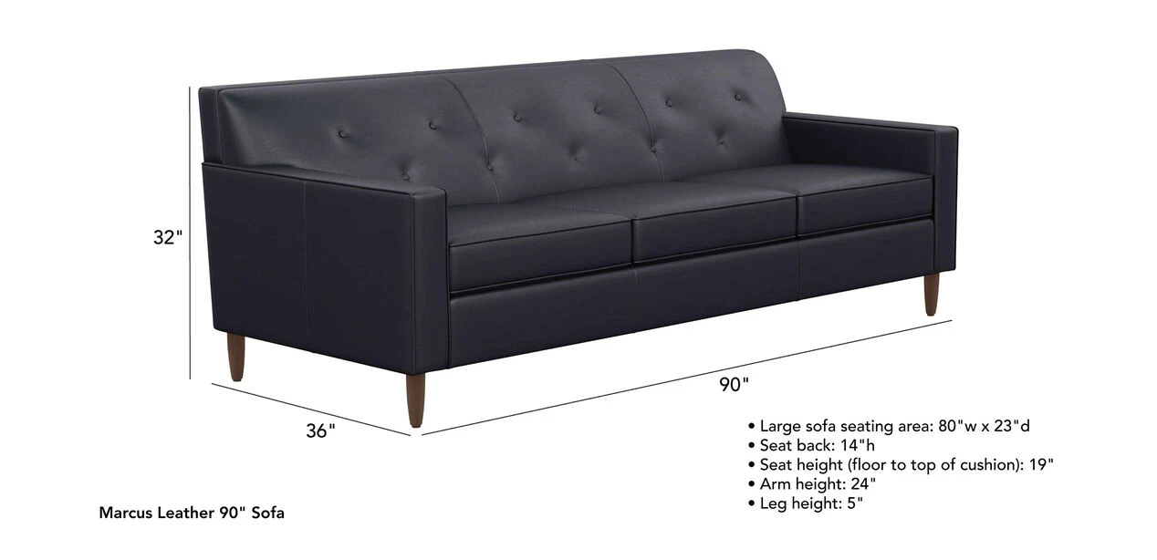 Marcus Leather Sofa, Quick Ship - Image 3