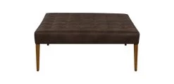 Harbor Leather Wood-Base Large Cocktail Ottoman