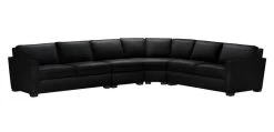 Spencer Track-Arm Leather Four-Piece Sectional With Curved Wedge