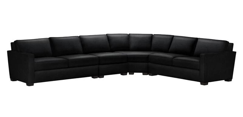 Spencer Track-Arm Leather Four-Piece Sectional With Curved Wedge