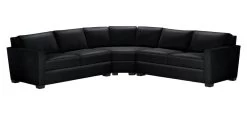 Spencer Track-Arm Leather Three-Piece Sectional With Curved Wedge