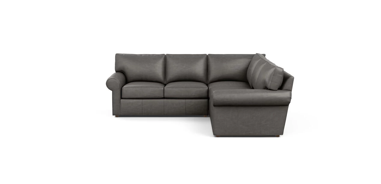 Retreat Leather Roll-Arm Three-Piece Sectional