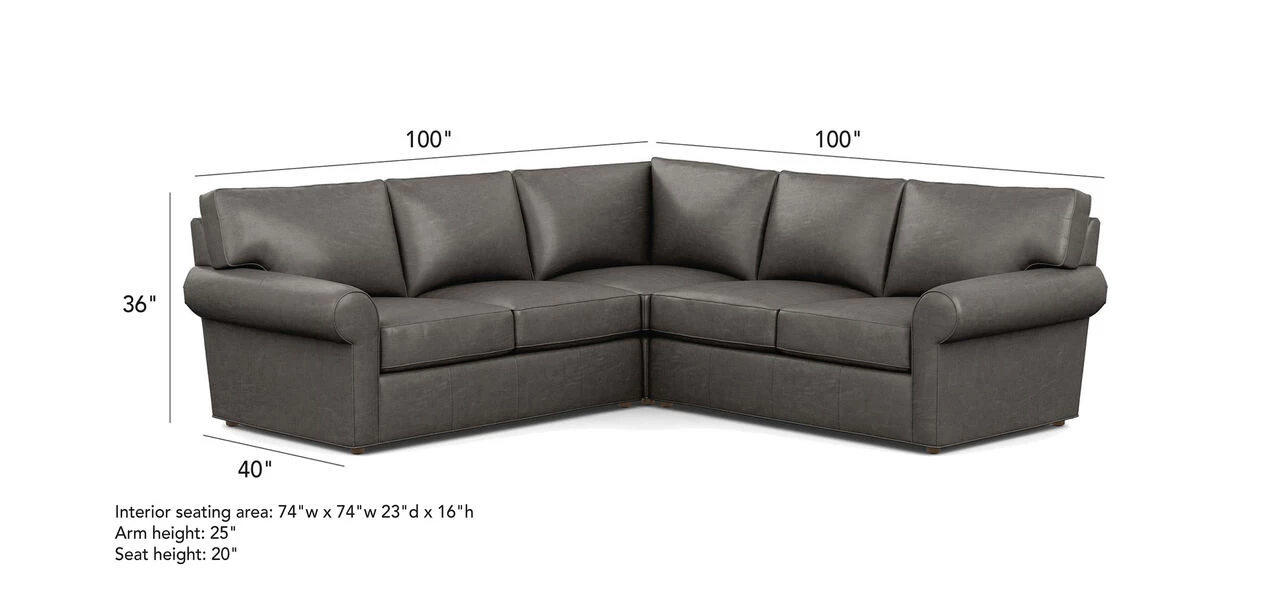 Retreat Leather Roll-Arm Three-Piece Sectional - Image 2