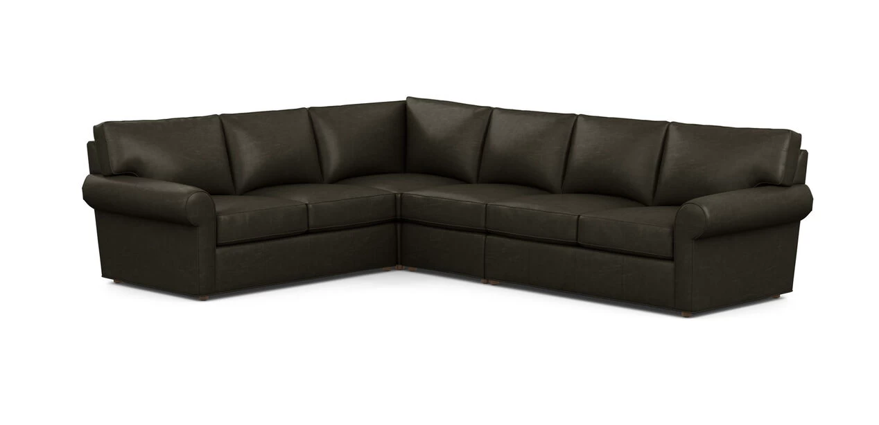 Retreat Leather Roll-Arm Four-Piece Sectional