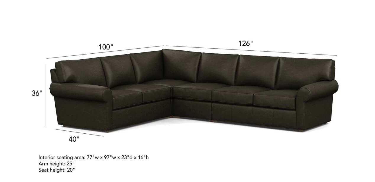 Retreat Leather Roll-Arm Four-Piece Sectional - Image 2