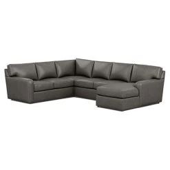 Retreat Track-Arm Leather Four-Piece Sectional With Chaise