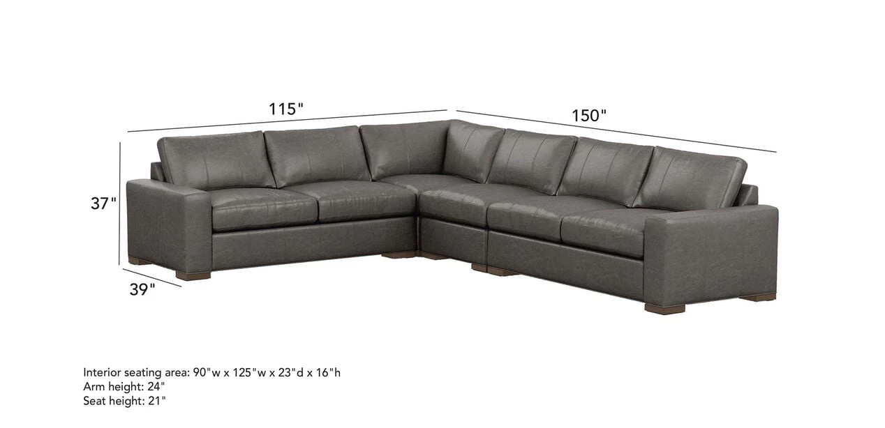 Conway Four-Piece Leather Sectional - Image 3