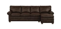 Bennett Roll-Arm Leather Two-Piece Sectional With Chaise